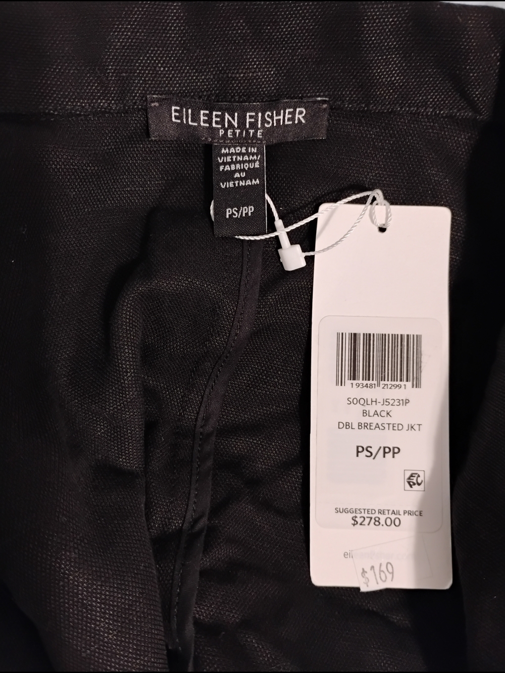 Eileen Fisher Petite Double-Breasted Jacket - Black